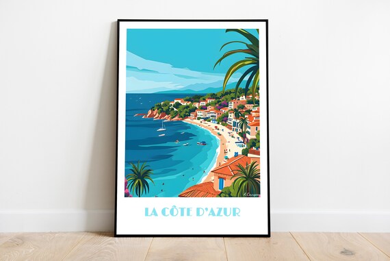 Handmade Cte Dazur Poster Wall Art Modern Travel Framed Birthday Home Made Decor Gift Vector Illustration Print Painting Custom