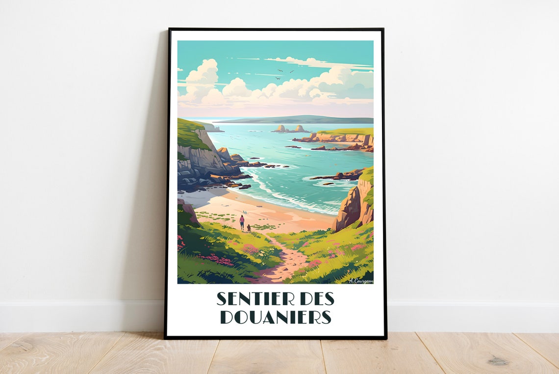 Handmade Sentier Des Douaniers Travel Poster For Vintage Art Lovers Brittany Gift Wall Decoration Print Personalized