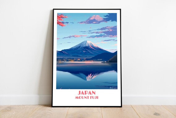 Handmade Japan Mount Fuji Poster Wall Art Modern Travel Framed Birthday Home Made Decor Gift Illustration Print Painting Custom