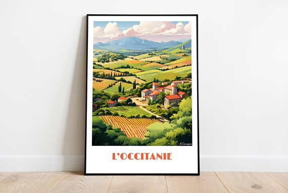 Handmade Loccitanie Poster Wall Art Retro Travel Framed Birthday Home Made Decor Gift Vector Illustration Print Painting Custom