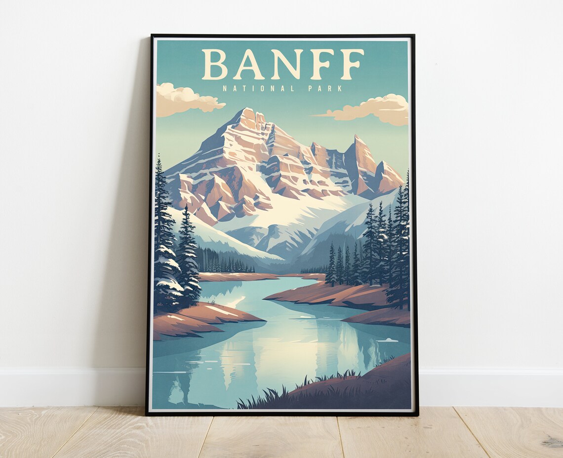 Banff National Park Vintage Travel Poster, Alberta Canada
