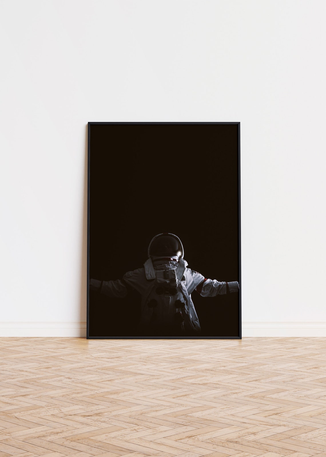 Astronaut Floating Dark Space Suit Arms Open Cosmic Mystery Poster