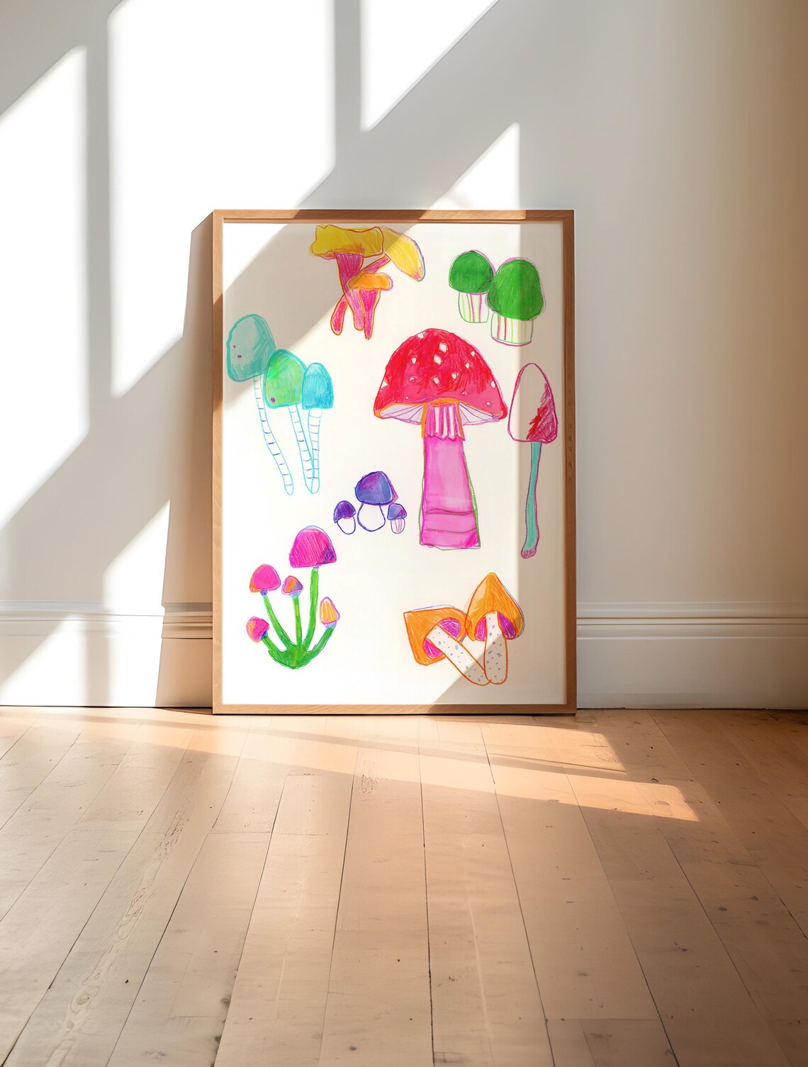Colorful Mushroom Illustration Poster Fun Fungi Botanical Decor Art - Image 2