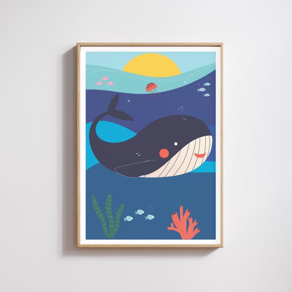 Whale Print, Under The Sea Nursery Art