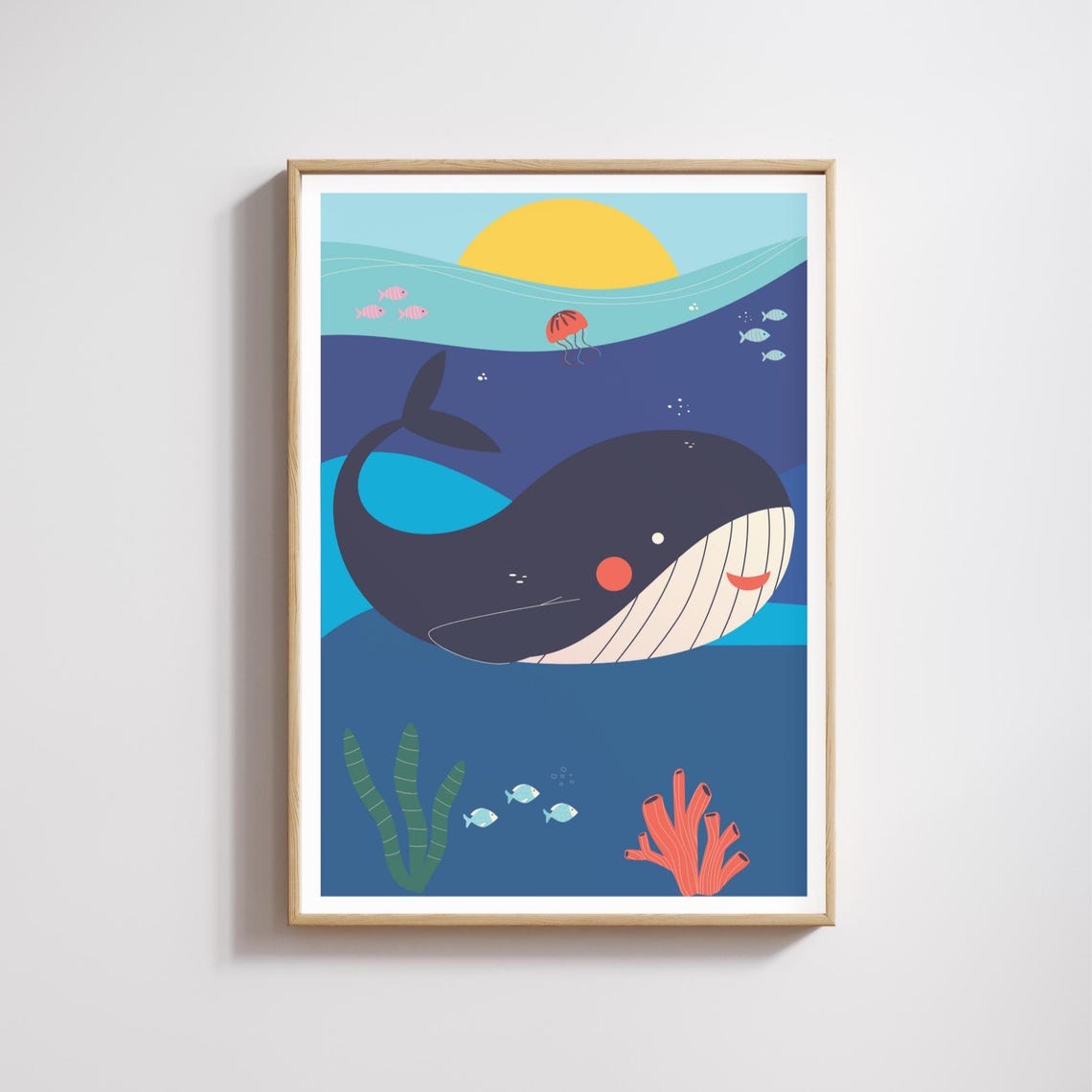 Whale Print, Under The Sea Nursery Art