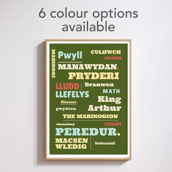 The Mabinogion, Welsh Folk Story Typography Print