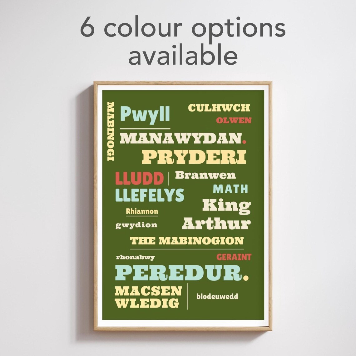 The Mabinogion, Welsh Folk Story Typography Print