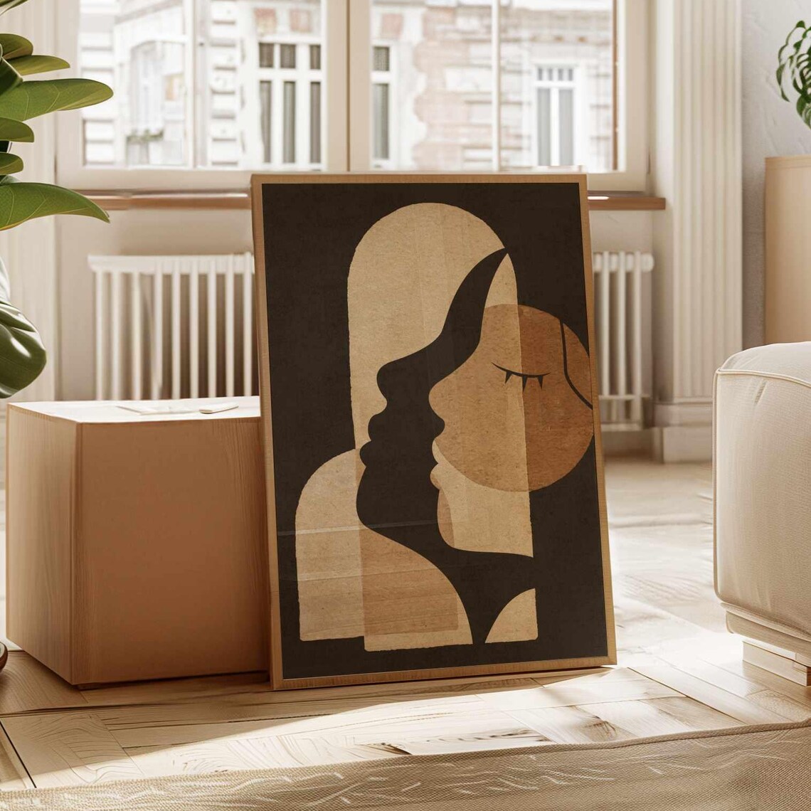 Minimalist Portrait Art Print, Calm Neutral Tones