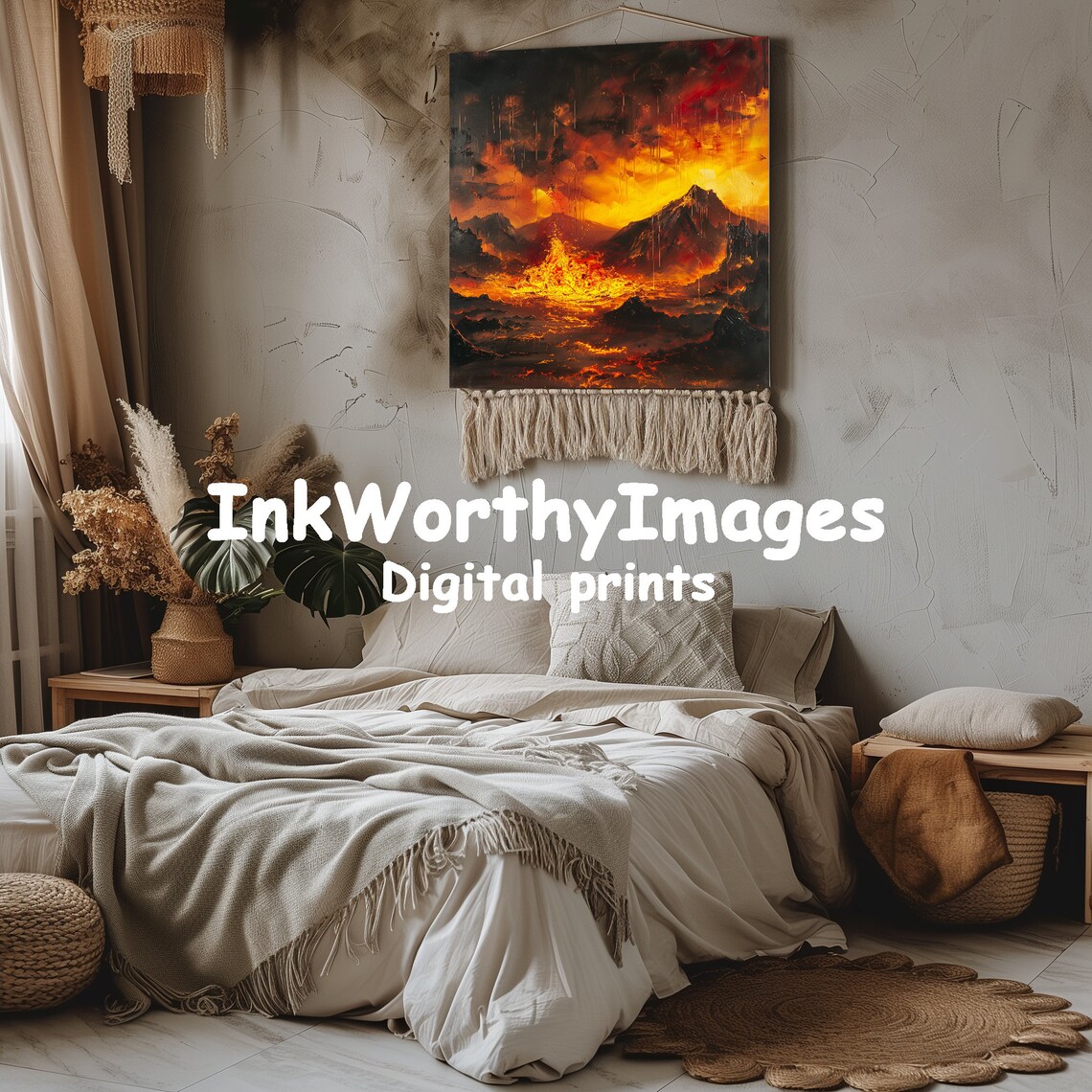 Volcanic Eruption Abstract Art, Fiery Landscape - Image 3
