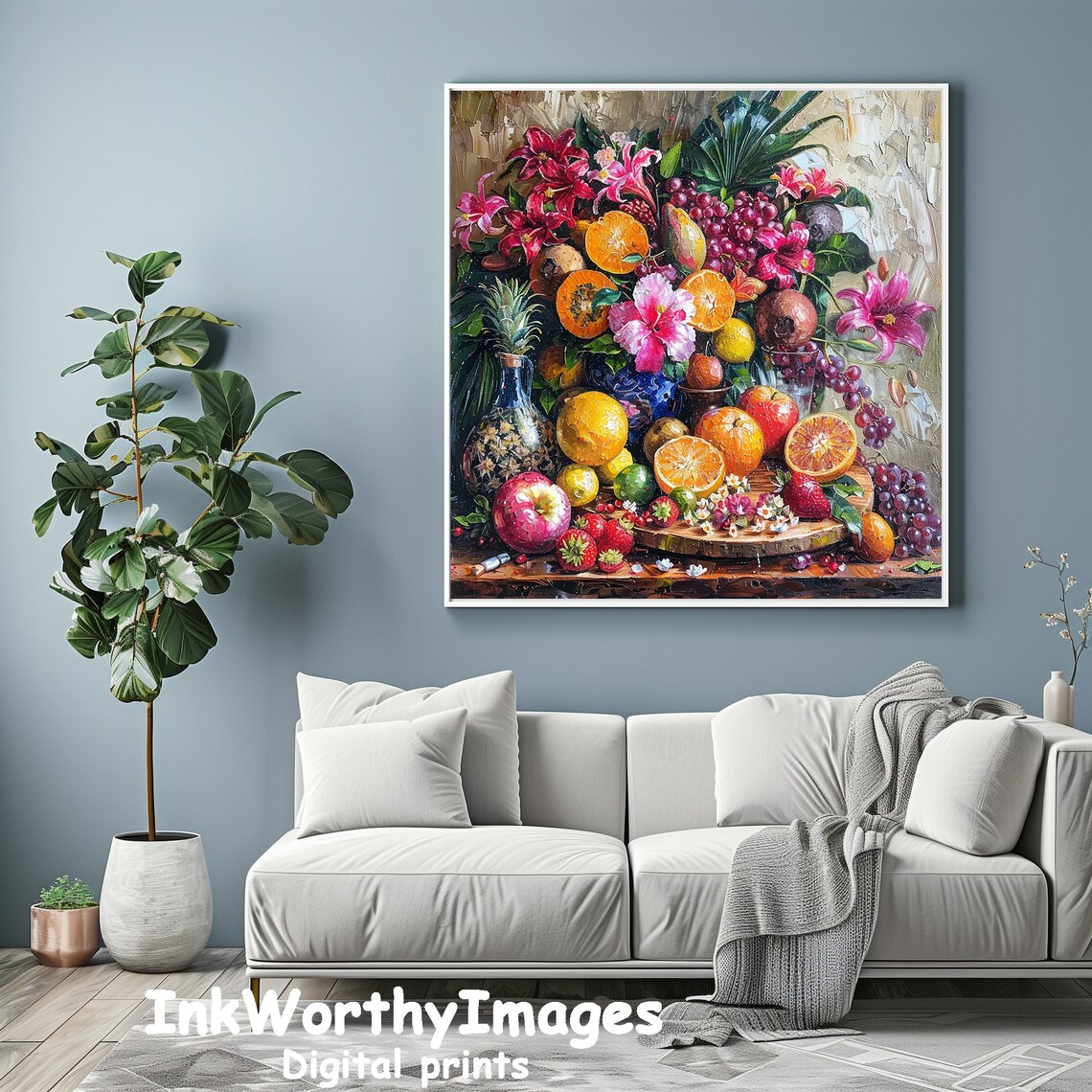 Lush Tropical Fruit And Flowers, Exotic Kitchen Decor - Image 4