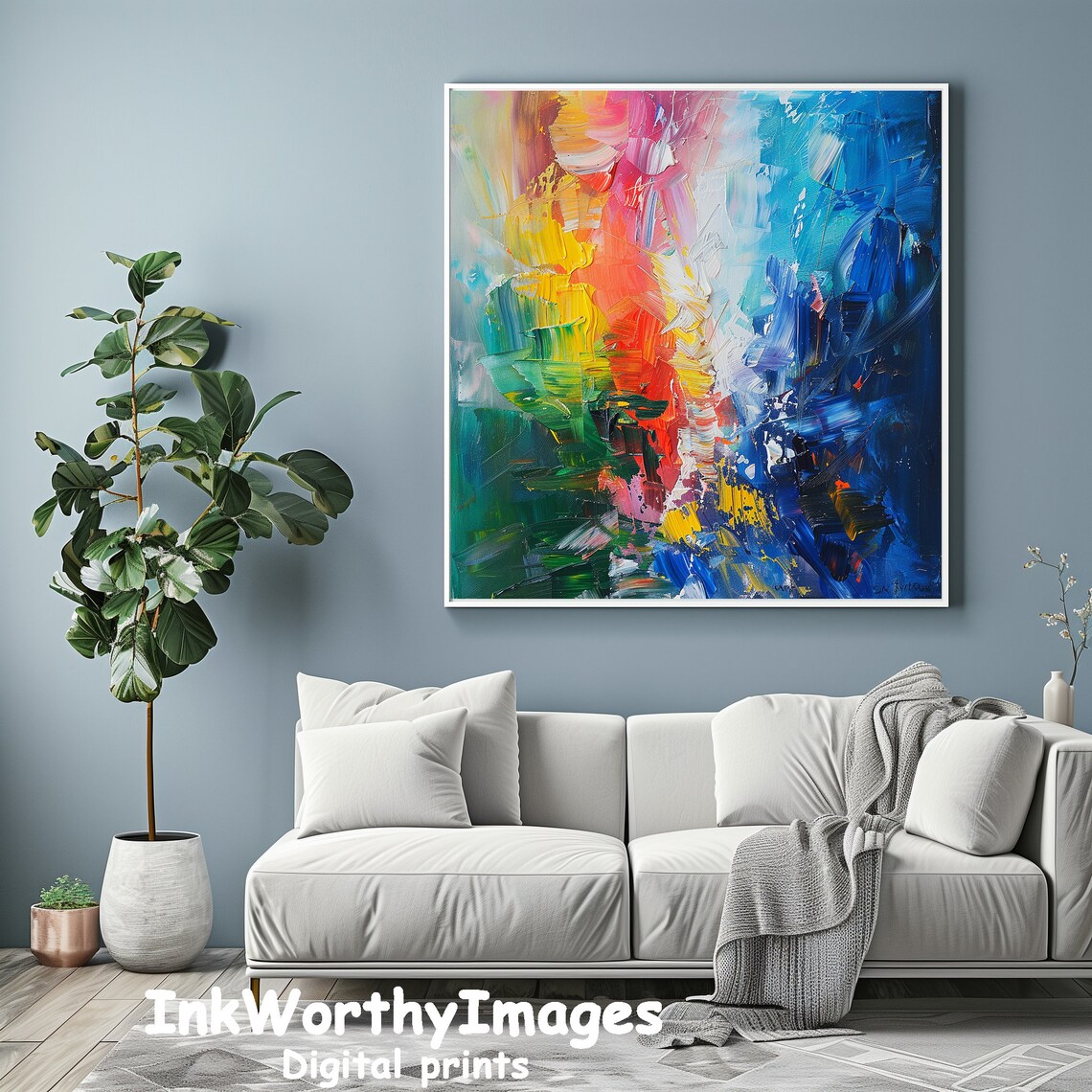 Vibrant Abstract Rainbow, Modern Expressive Decor - Image 4