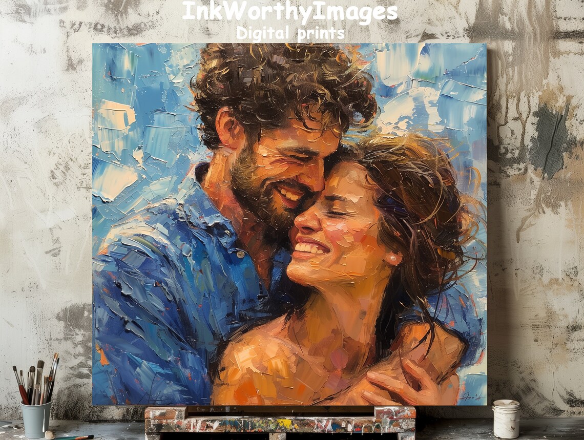 Romantic Couple Art, Love And Happiness Portrait