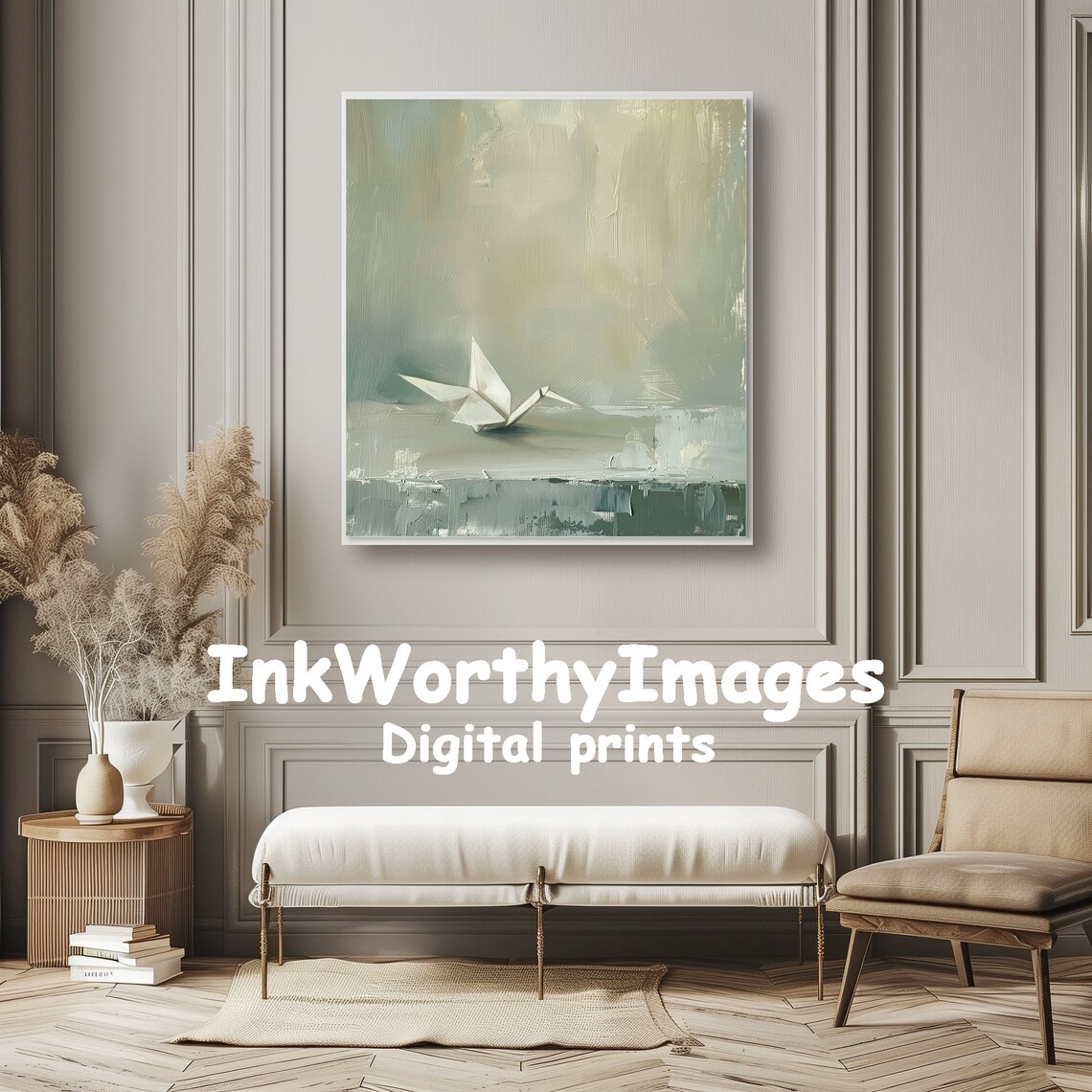 Minimalist Origami Crane, Modern Art Print - Image 6