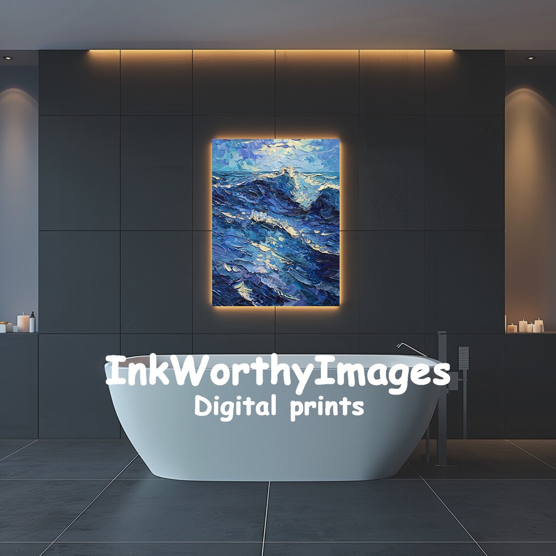 Textured Ocean Waves, Modern Coastal Painting - Image 4