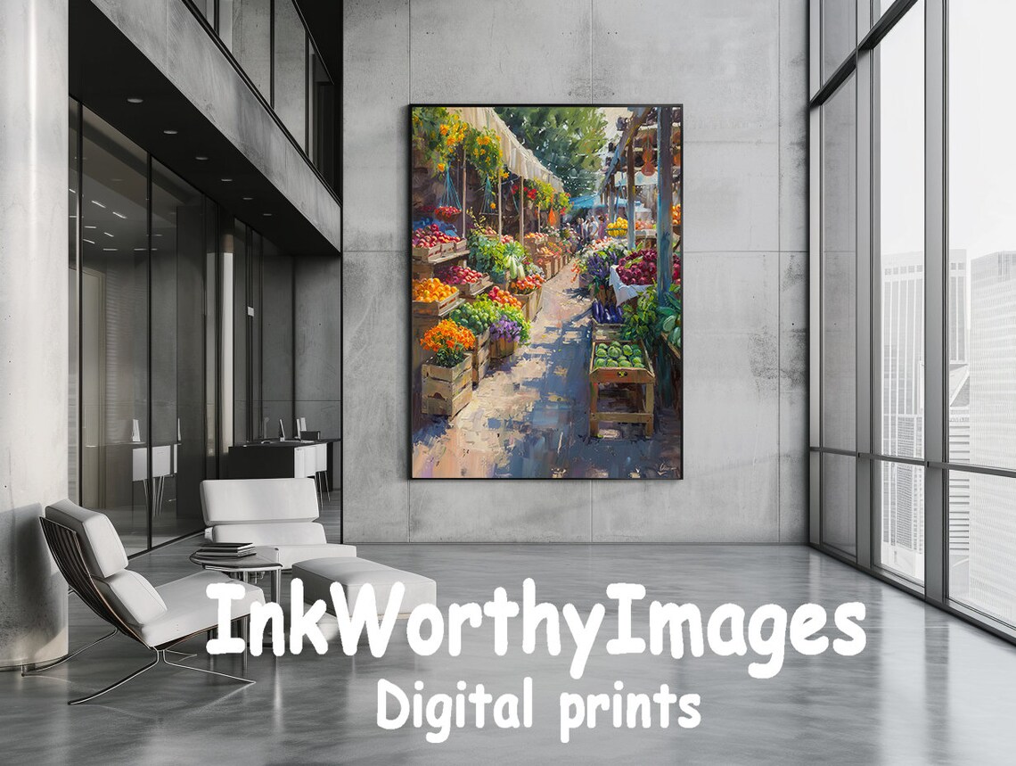 Sunny Farmers Market - Modern Market Scene - Image 4