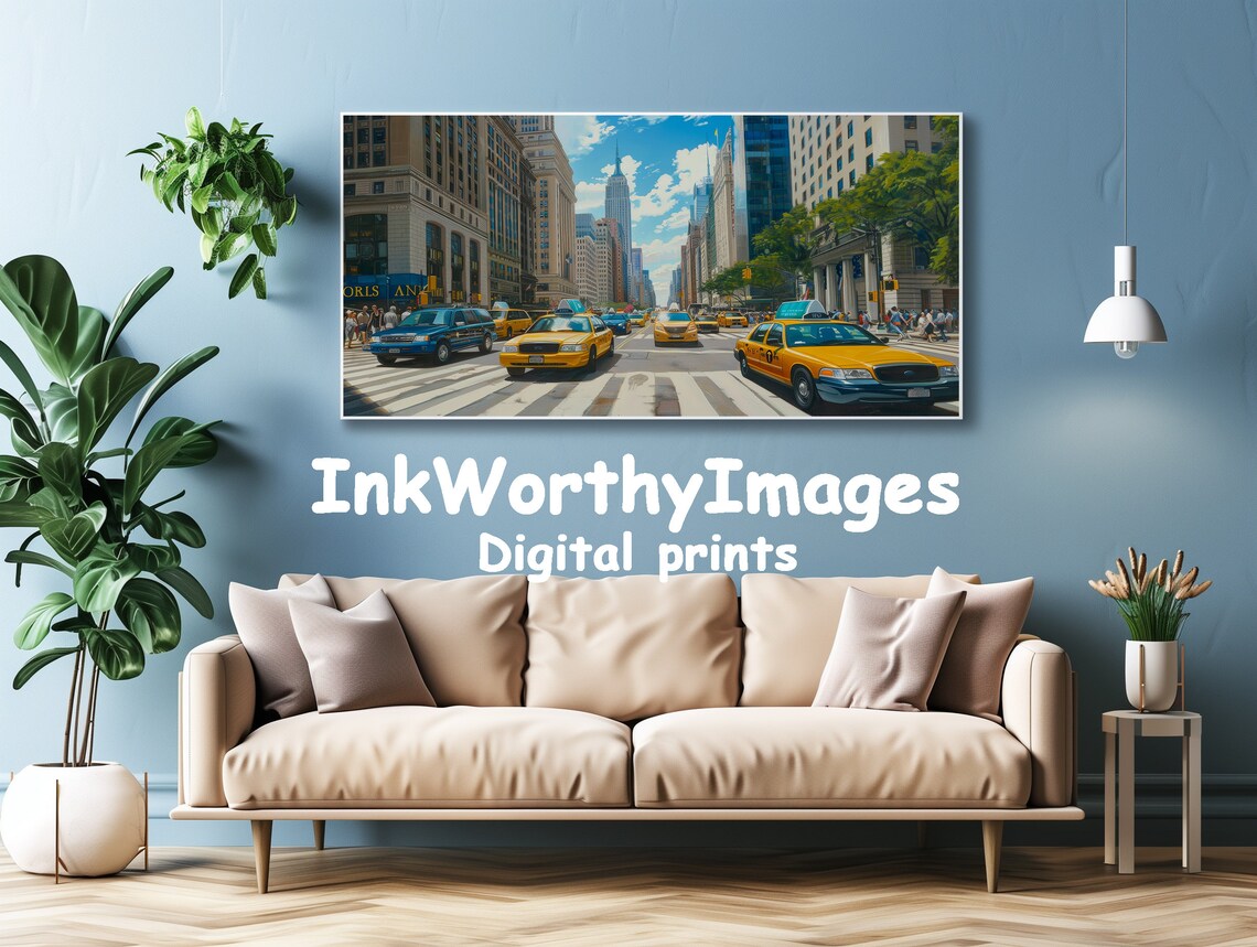 New York City Street View, Manhattan Urban Scene Art Print - Image 4
