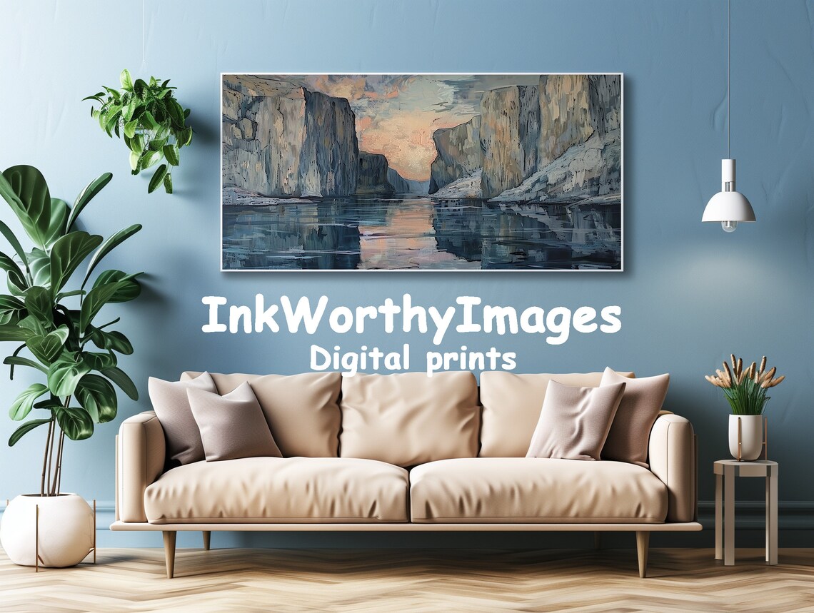 Coastal Fjords Abstract Landscape, Tranquil Decor - Image 4