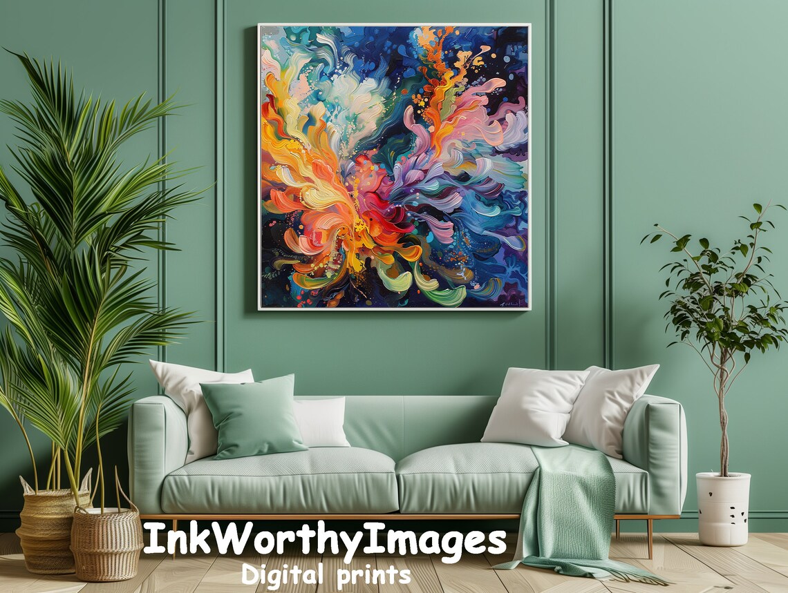 Vibrant Abstract Swirl, Dynamic Flow Art Print - Image 4