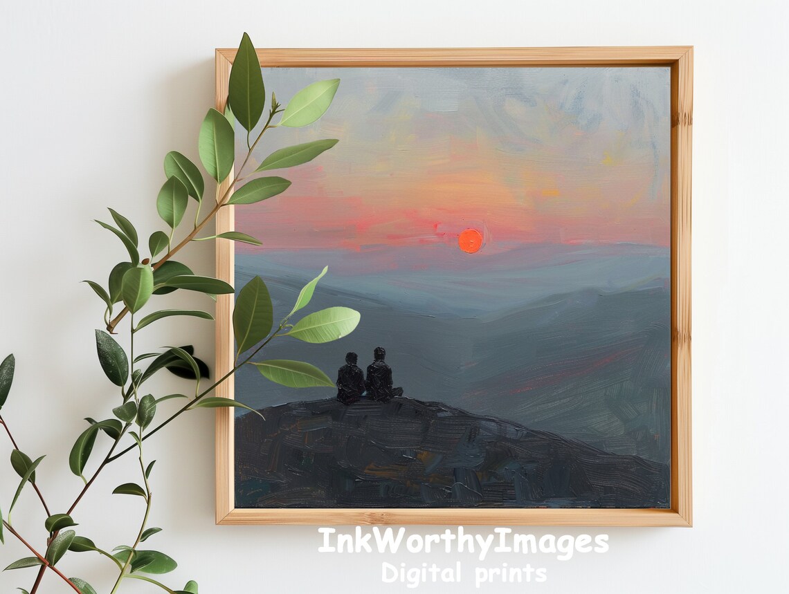 Sunset Contemplation, Serene Mountain View Art Print - Image 5