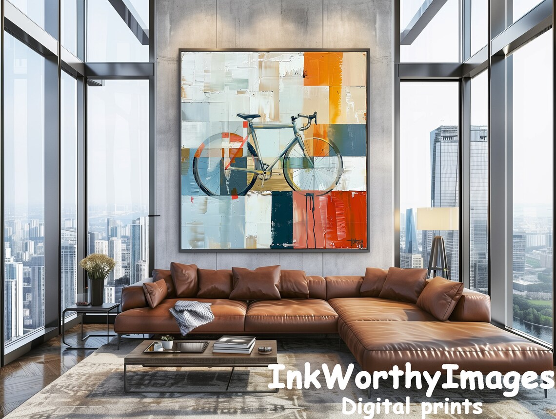 Colorful Bicycle Painting, Modern Abstract Art - Image 4