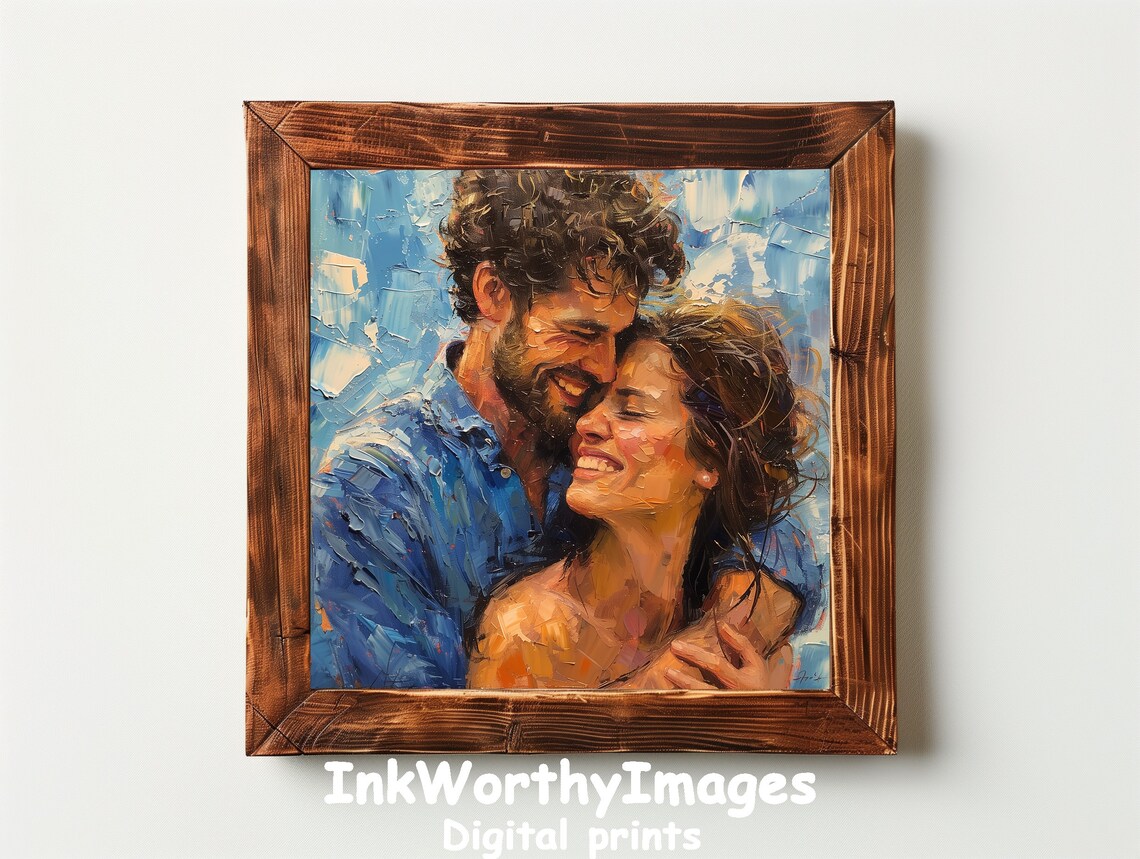 Romantic Couple Art, Love And Happiness Portrait - Image 2