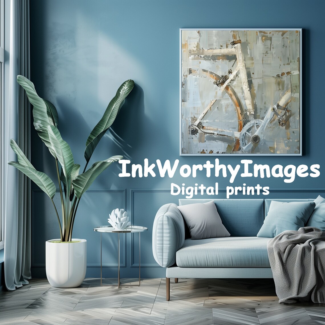 Abstract Bicycle Painting, Modern Industrial Decor - Image 5