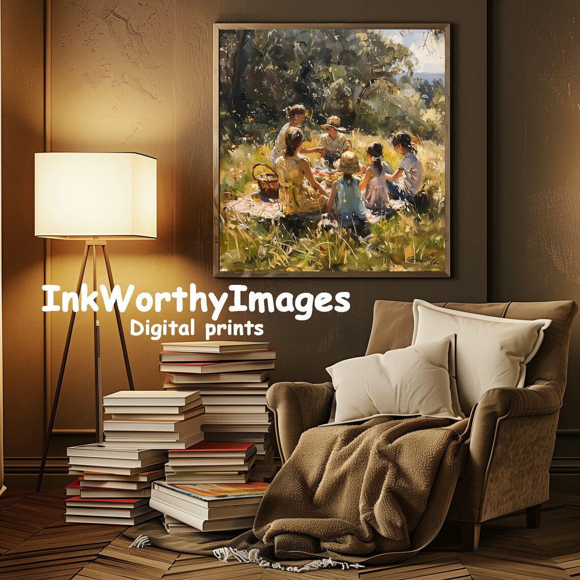 Family Picnic - Outdoor Gathering Summer Day Scene - Image 3