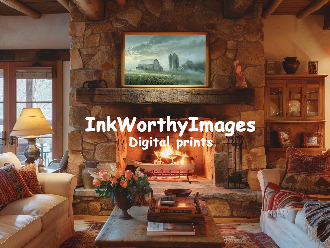 Rustic Farm Scene - Farmhouse Morning Landscape - Image 3