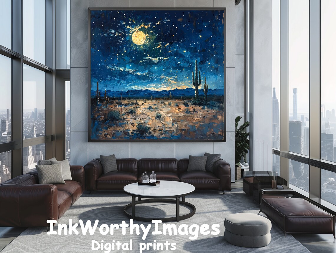 Desert Moonlit Night, Serene Southwestern Landscape - Image 5