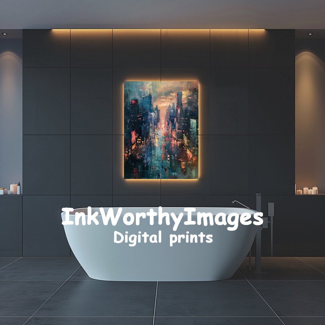 Cityscape At Dusk, Modern Urban Night Scene - Image 5