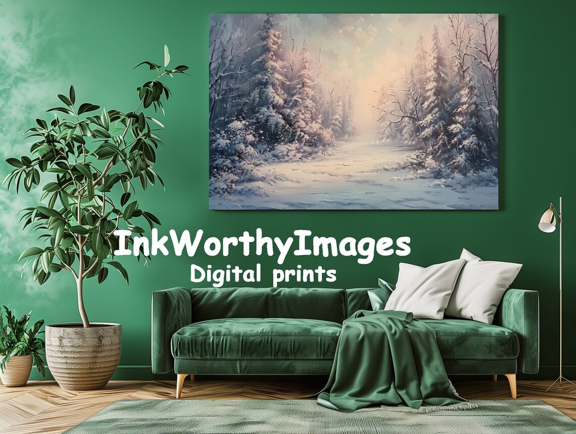 Winter Wonderland Path, Serene Snowy Forest Art Print - Image 3