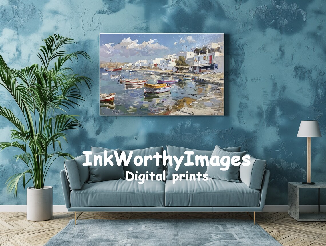 Greek Fishing Village, Mediterranean Seaside Landscape - Image 2