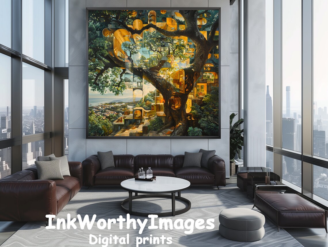 Enchanted Treehouse, Surreal Nature Landscape Art Print - Image 5