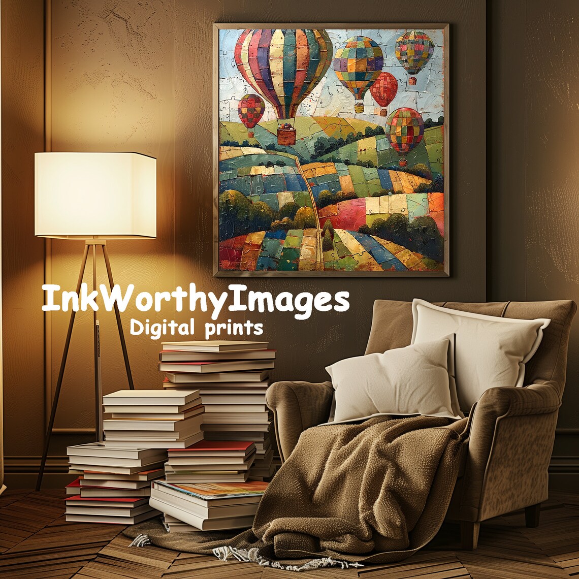 Colorful Hot Air Balloons Art Print, Vibrant Landscape - Image 5