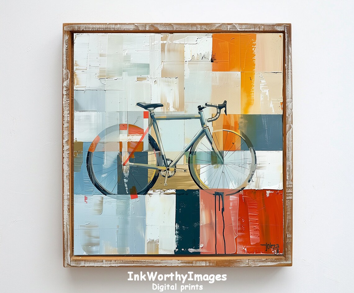 Colorful Bicycle Painting, Modern Abstract Art - Image 2