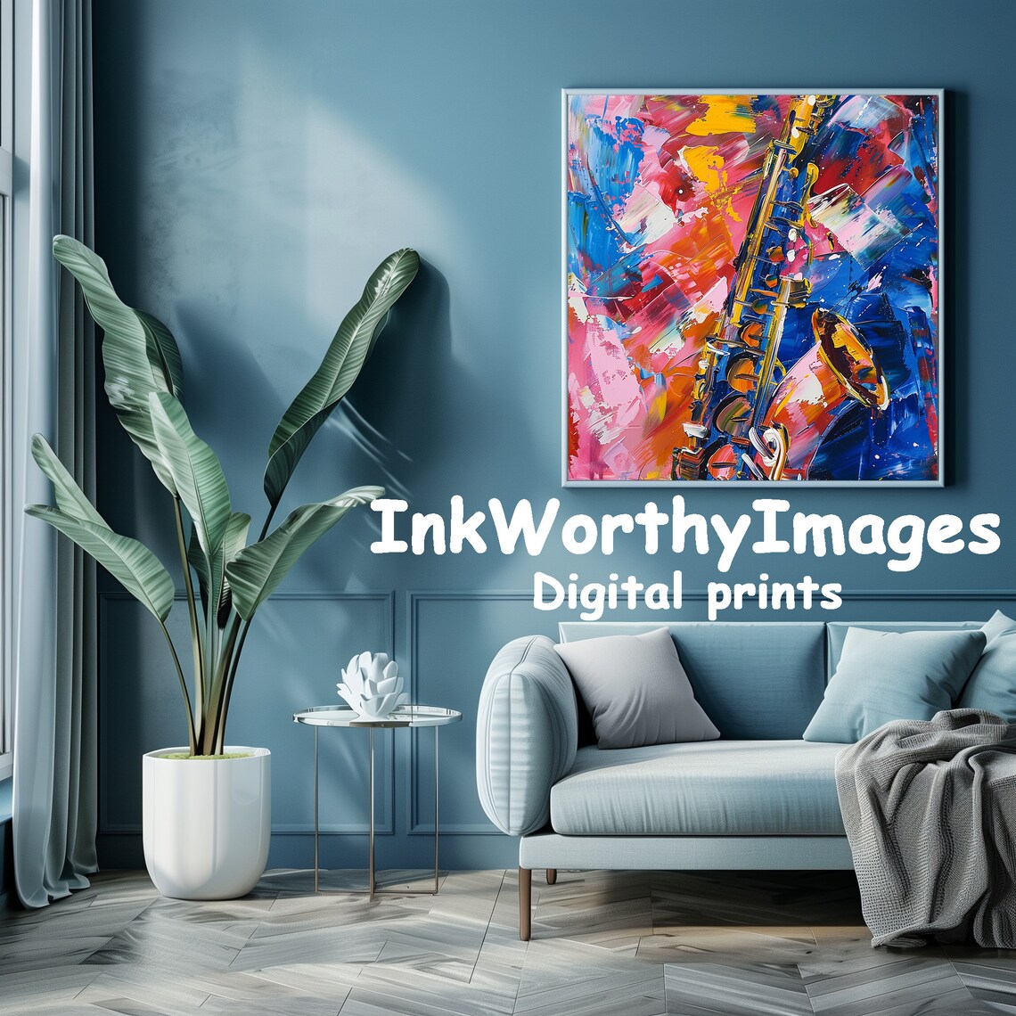 Saxophone Serenade, Vibrant Jazz Decor - Image 4