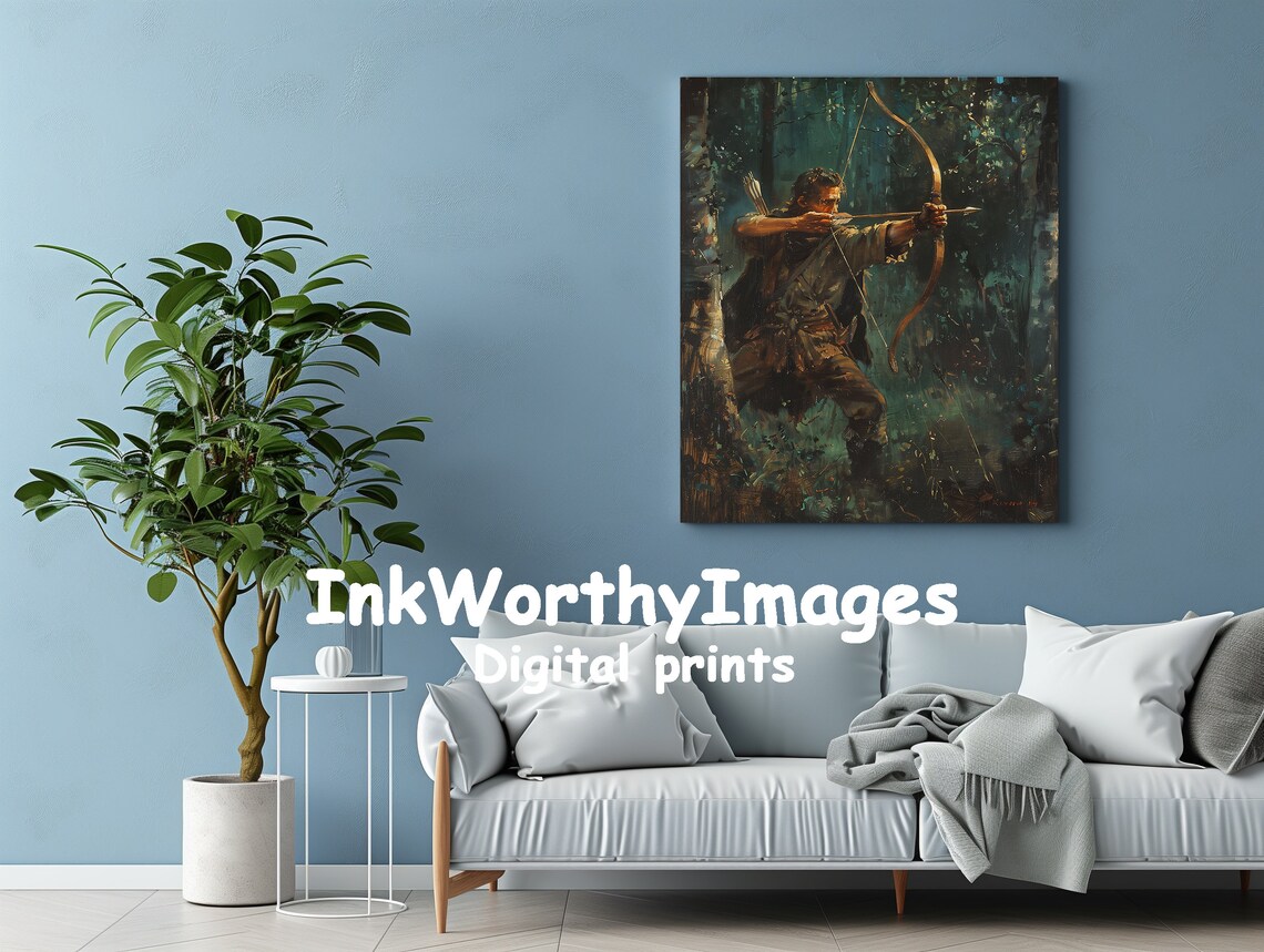 Medieval Archer Painting, Fantasy Warrior Decor - Image 2