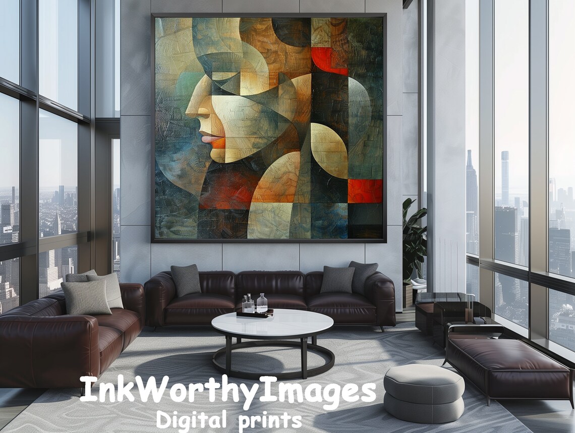 Cubist Portrait, Geometric Face Art Print - Image 5