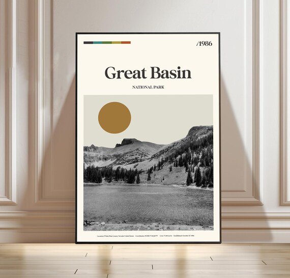 Great Basin National Park Nevada Mountain Lake 1986 Travel Poster