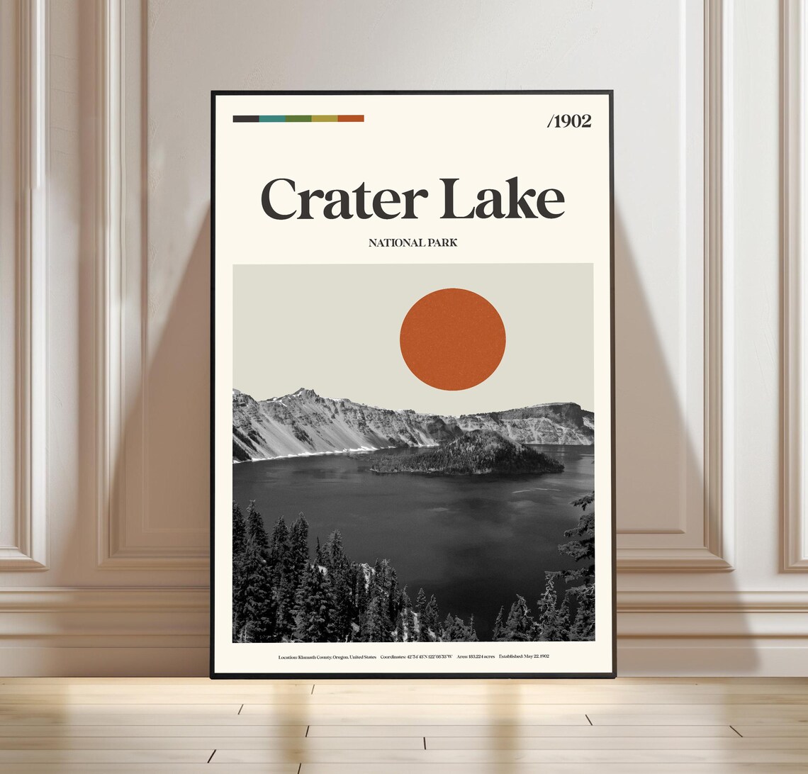 Crater Lake National Park Oregon Wizard Island 1902 Travel Poster