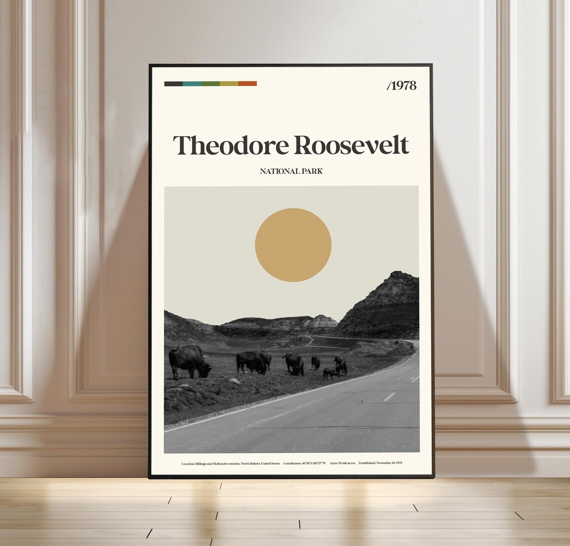 Theodore Roosevelt National Park 1978 Vintage Travel Poster Minimalist Art