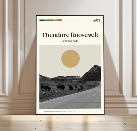 Theodore Roosevelt National Park 1978 Vintage Travel Poster Minimalist Art