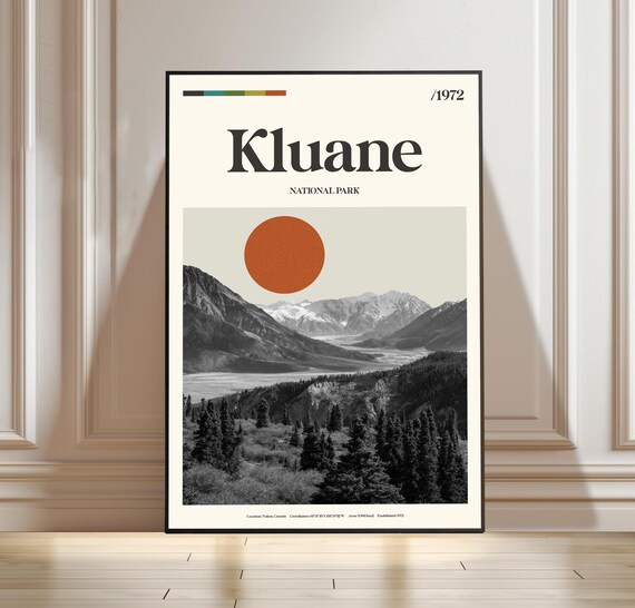 Kluane National Park 1972 Yukon Mountain Retro Travel Poster