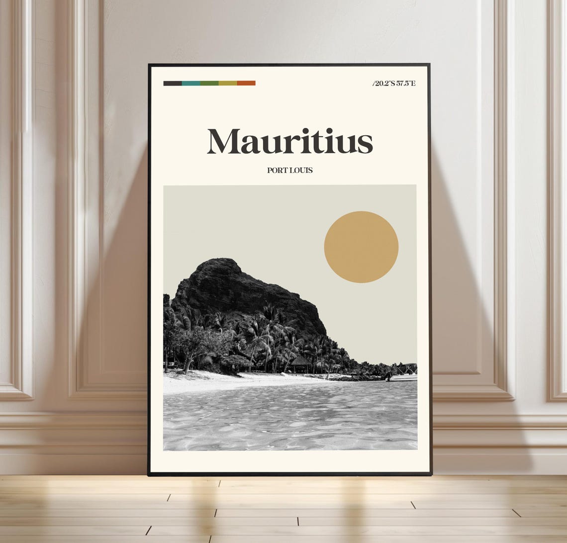 Mauritius Port Louis Island Landscape Minimalist Modern Travel Poster
