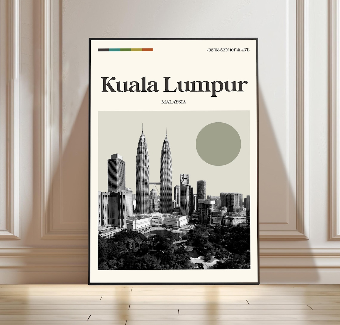 Kuala Lumpur Malaysia Petronas Towers Minimalist Travel Poster