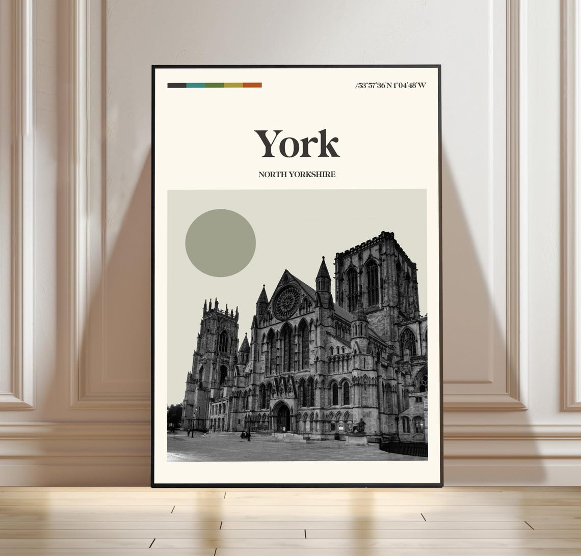 York North Yorkshire Travel Poster York Minster Gothic Towers