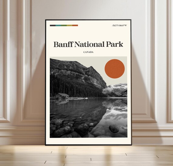 Banff National Park Canada Lake Louise Retro Travel Poster Art
