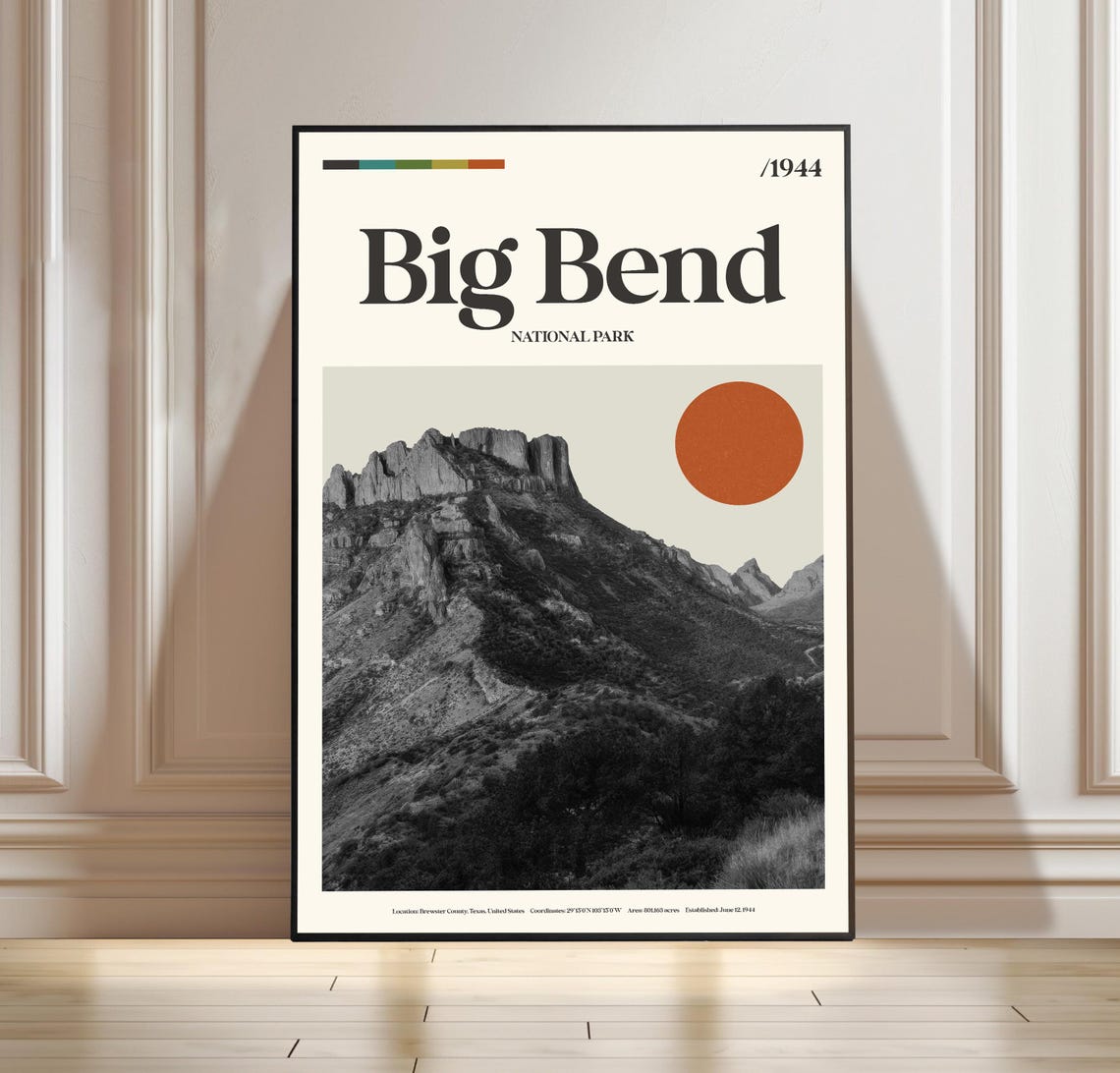 Big Bend National Park Texas Desert 1944 Vintage Travel Poster