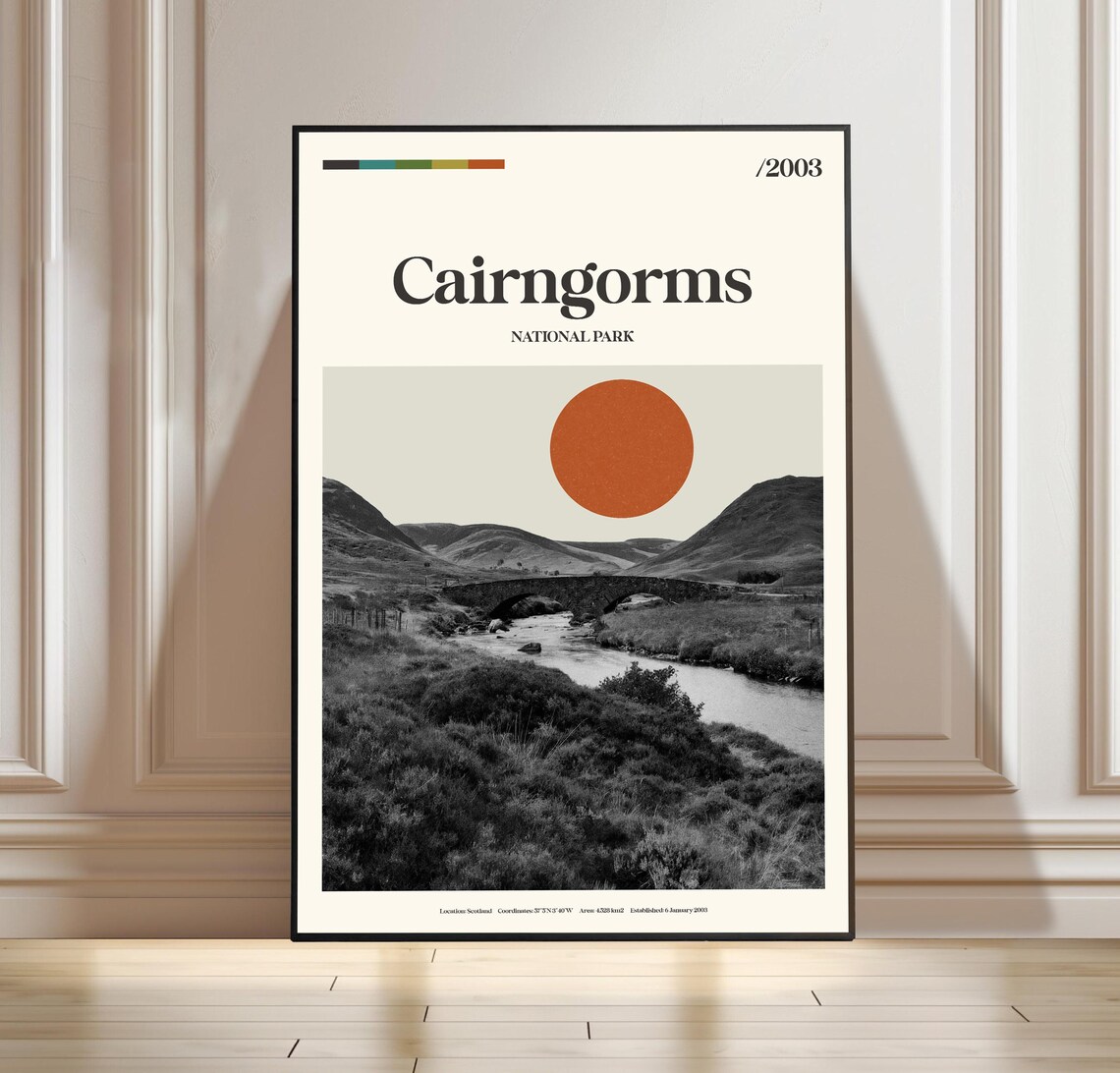 Cairngorms National Park Scotland Highland Minimalist Travel Poster