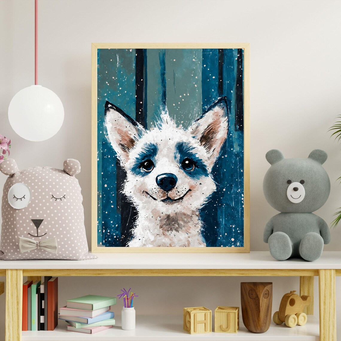 Cute Baby Husky Puppy Watercolor Portrait Blue Eyed Siberian Dog Print - Image 4